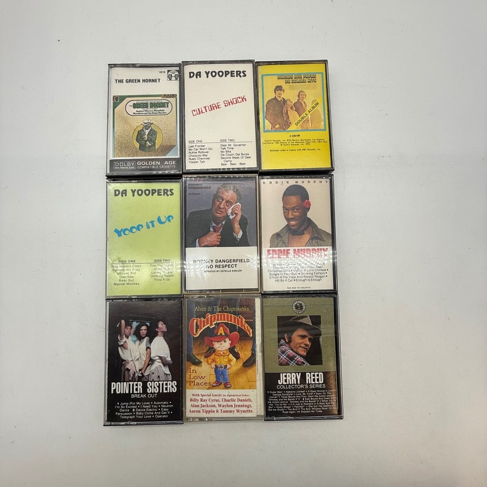 Vtg Cassette Tape Lot 9pc Eddie Murphy Rodney Dangerfield Pointer‎ Sisters Pop